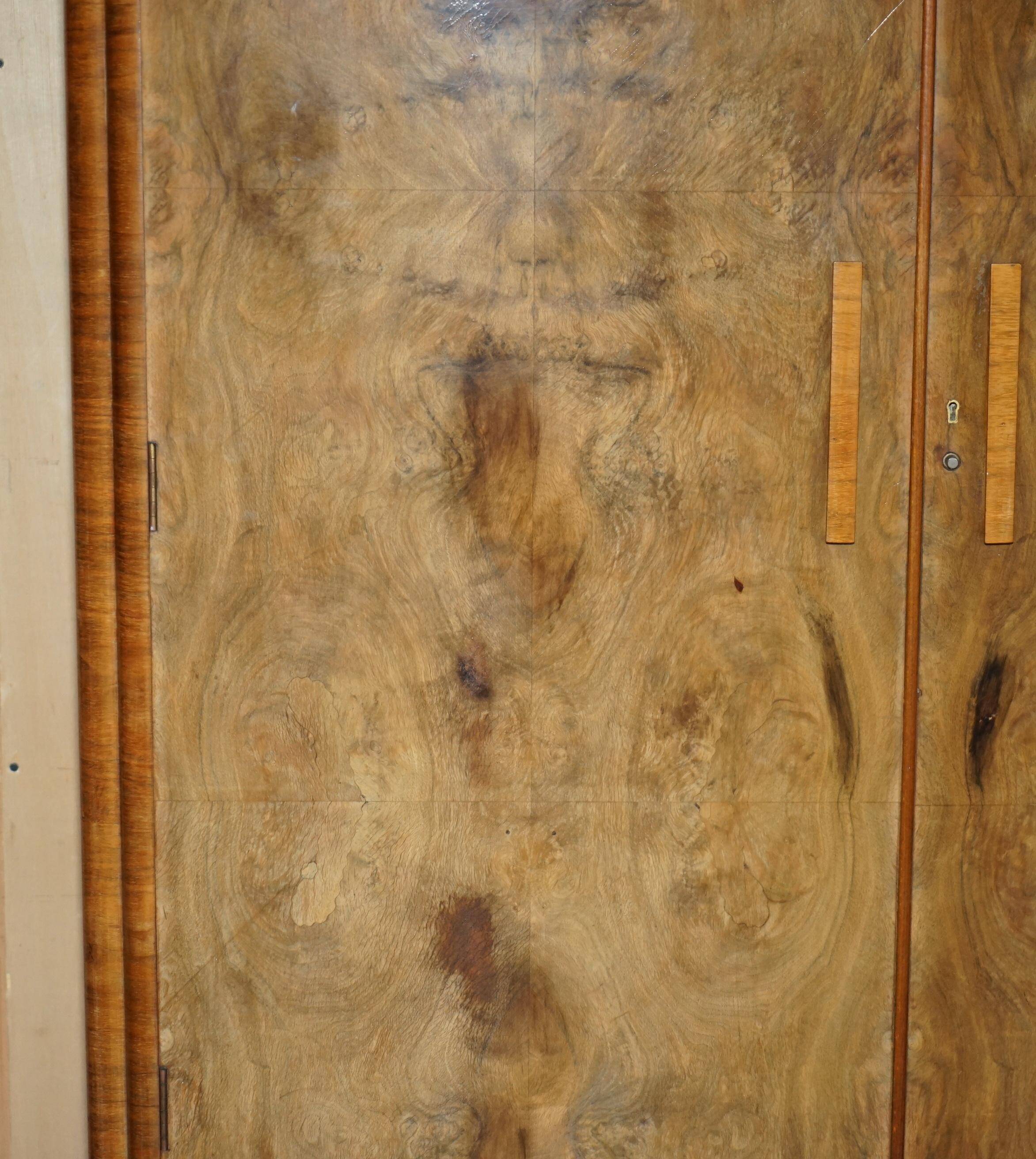 Double Art Deco wardrobe in satin walnut circa 1930
