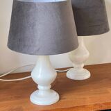 Paire de lampes en albâtre vintage