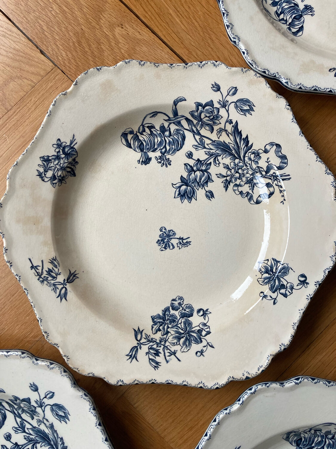 Blue flowered ironstone deep plates from Saxony