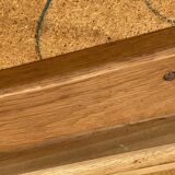 Mid century pine half circle chair