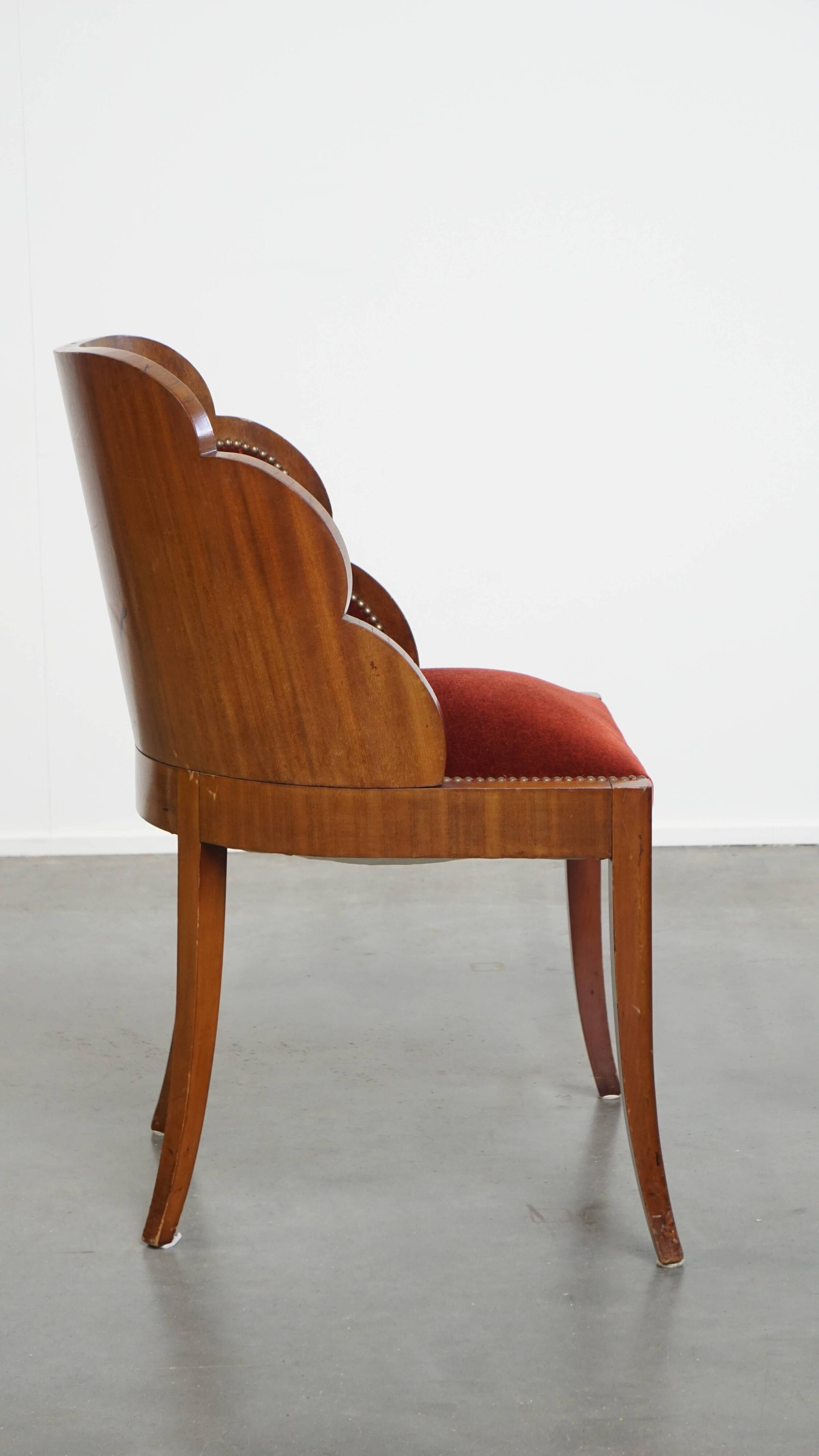 Art Deco “clouds” dining room/side chair with luxurious red upholstery