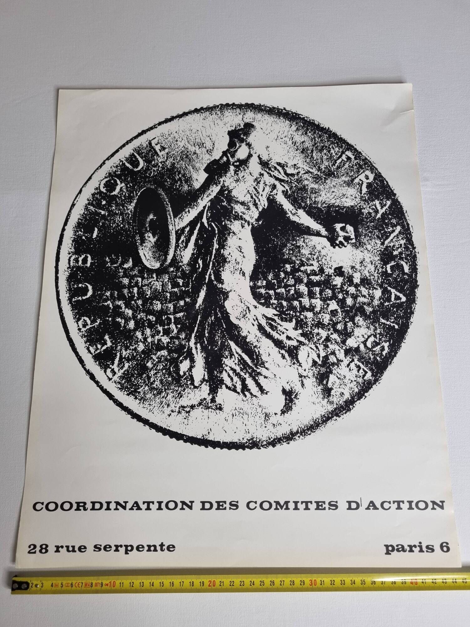 Original poster of May 68, "the sower" demonstrator, after Oscar Roty