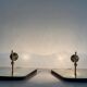 Pair of brass wall lights with mirrors, mid-20th century, Italy, 1960.
