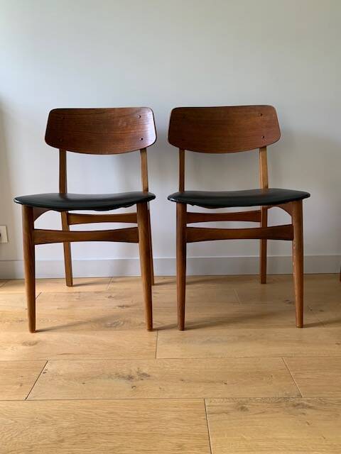 4 Danish chairs in oak and teak, 1960s