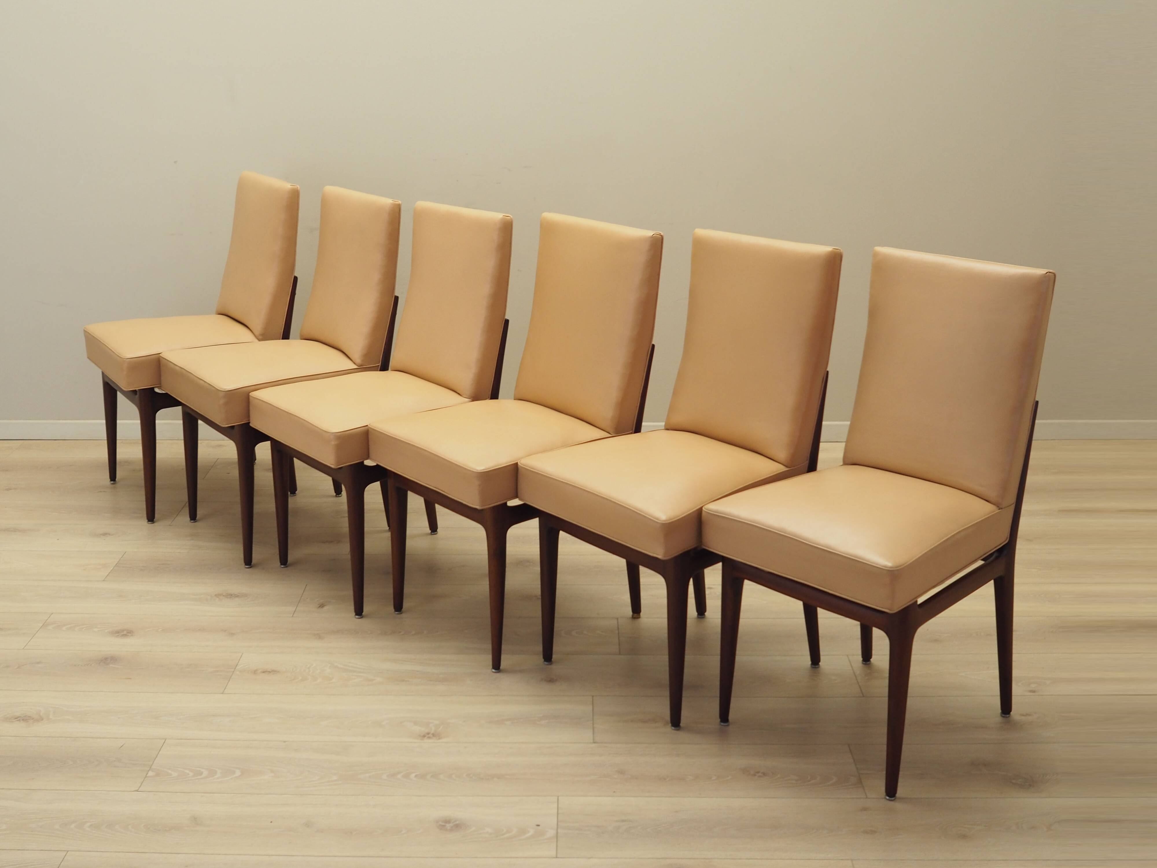 Set of six mahogany chairs, Italian design, 1960s, production: Italy