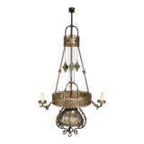 Antique medieval wrought iron chandelier from a German castle.