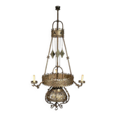 Antique medieval wrought iron chandelier from a German castle.
