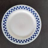 Collector art deco Lot 8 vintage dessert plates in ceramic OXFORD BRAZIL blue checkerboard