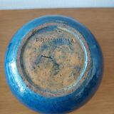 Primavera ball vase in blue ceramic with plant frieze 1920 1930