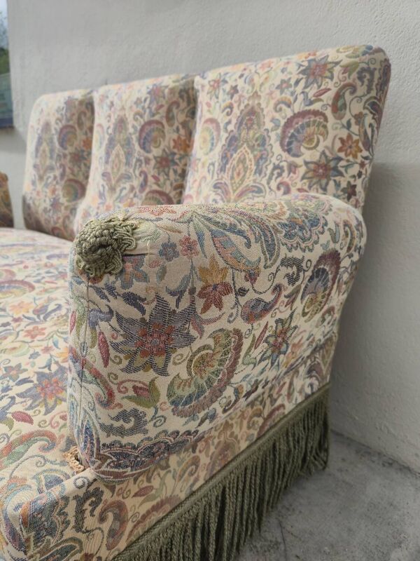 Canapé banquette aux décors florales style Louis Philippe d'époque nap