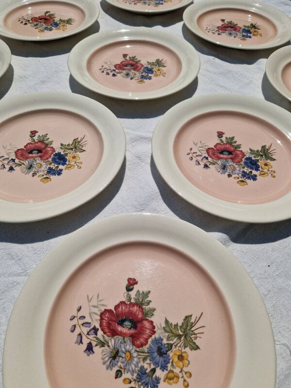 9 assiettes plates en porcelaine villeroy et boch modele 1584 25 cm