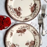 Assiettes plates anciennes dépareillées en faïence terre de fer