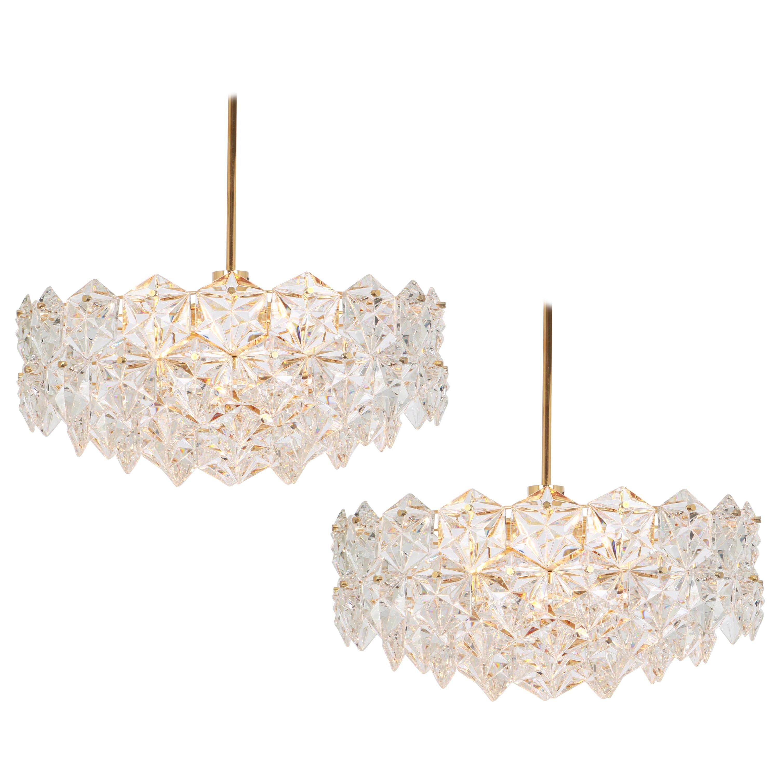 Kinkeldey chandelier in gilded brass and crystal glass, Germany, 1970s