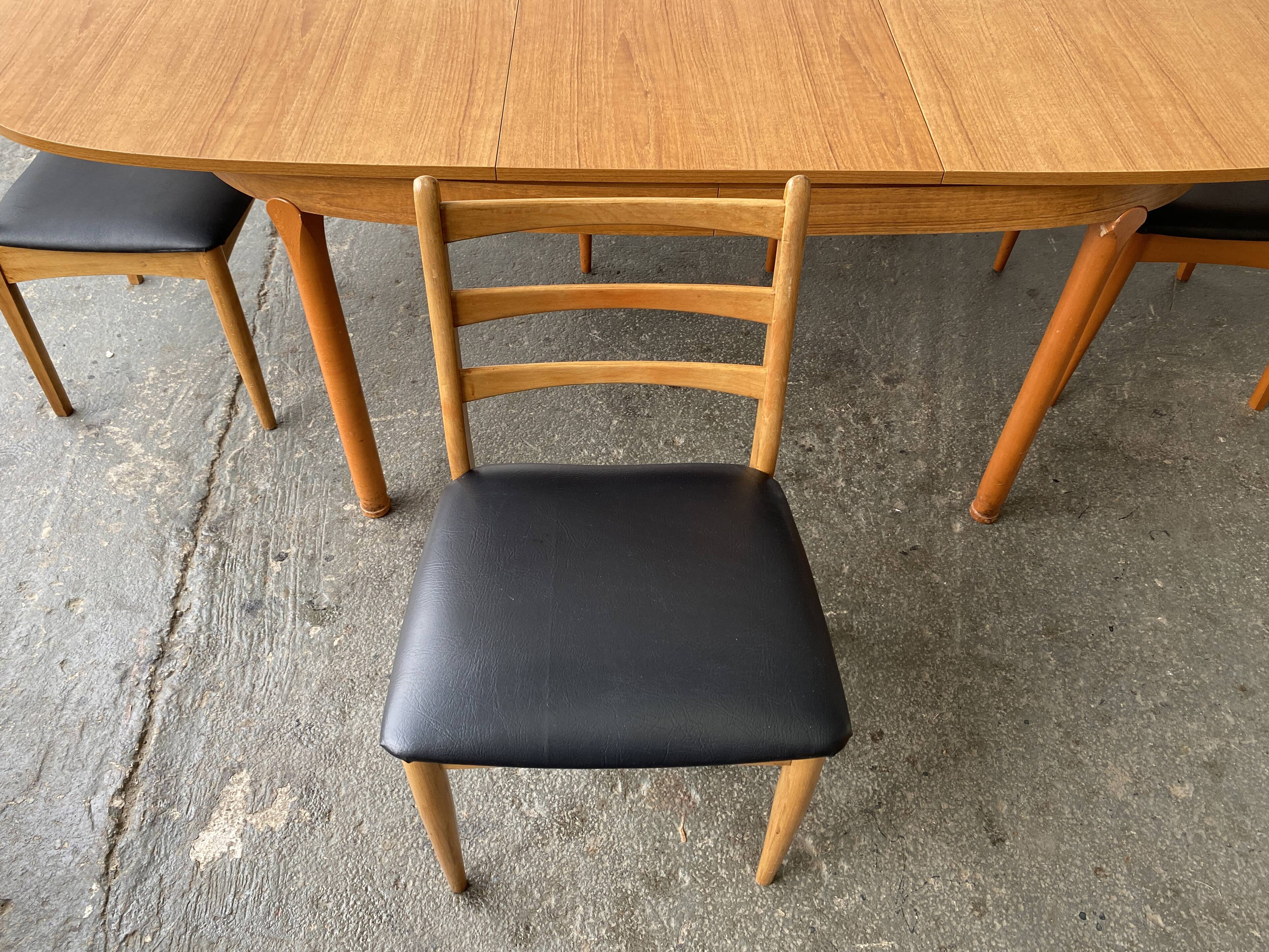 1960s Mid-Century dining table and dining chairs by Schreiber Furniture