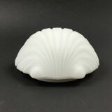 Minimalist Opaline Glass Shell-Shaped Wall Light from Limburg, Germany, 1970s