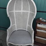 Fauteuil portier vintage en rotin