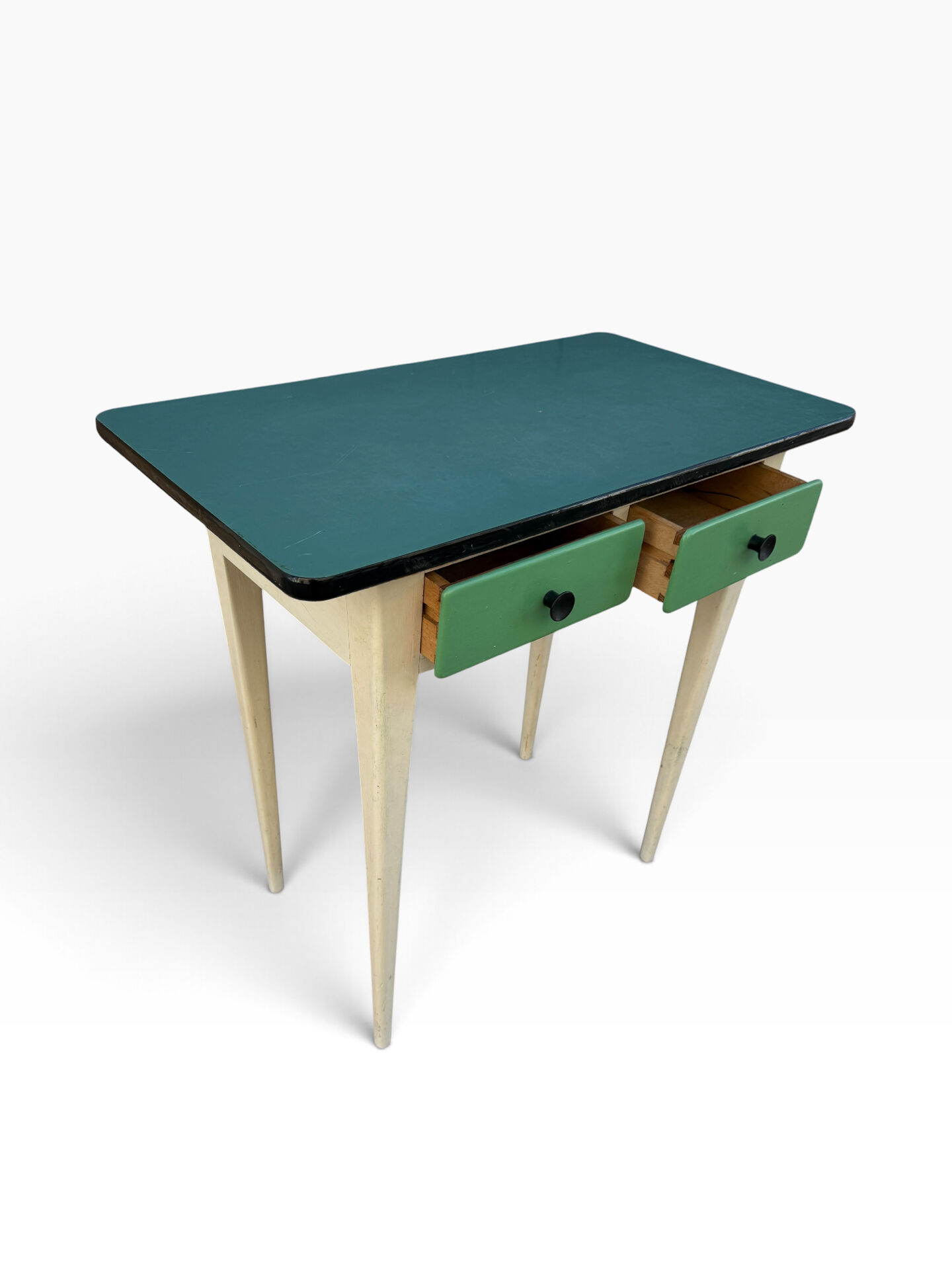 Table d’appoint Formica bleu des années 50 France