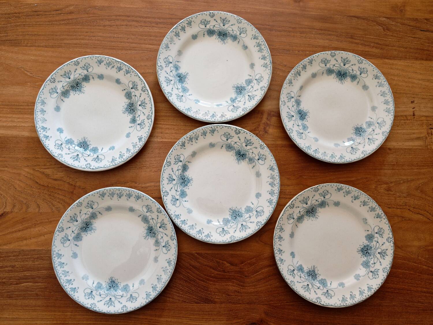 Set of 6 iron earth dessert plates Choisy le Roi model Cyclamen