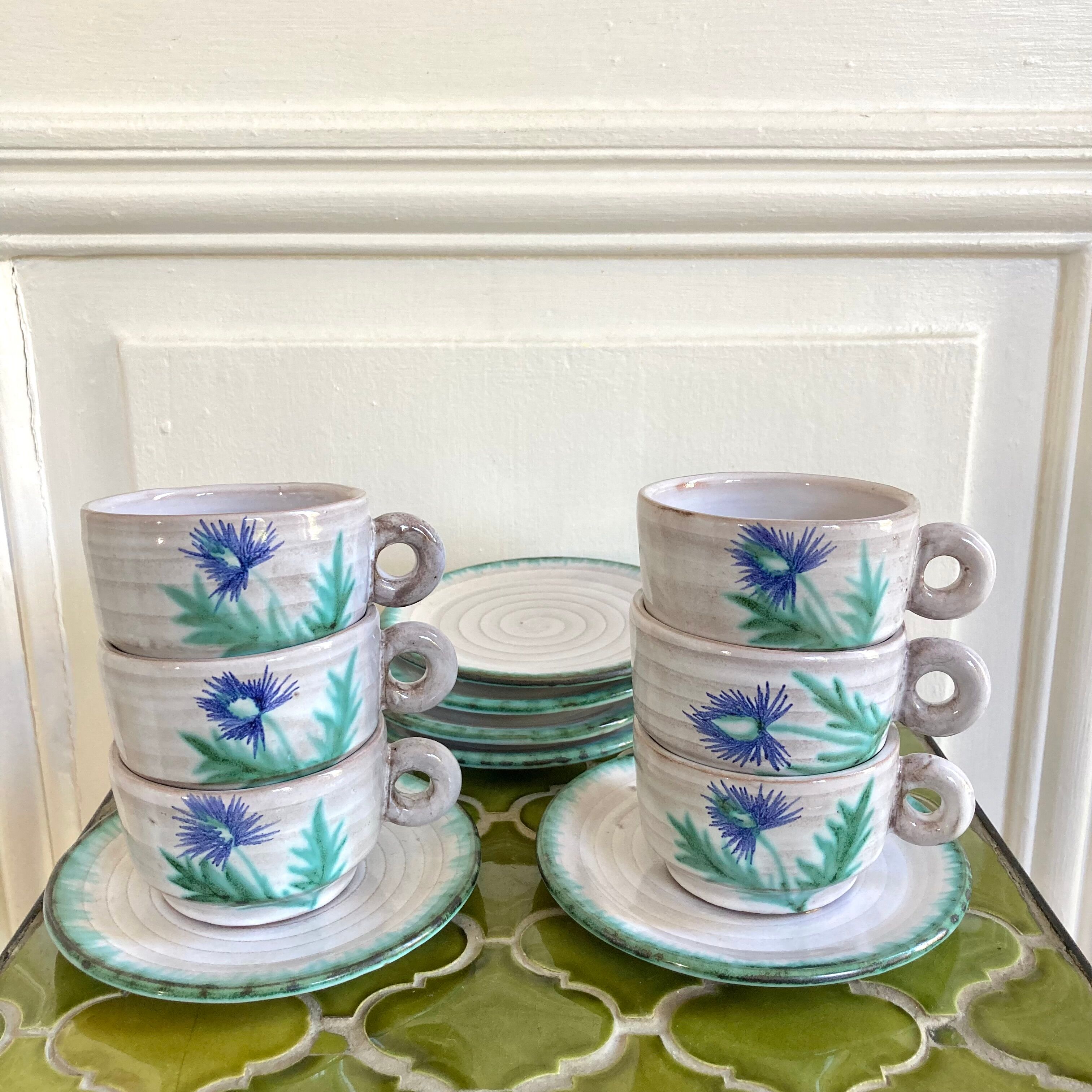 Ceramic mugs 70 hand-painted thistles