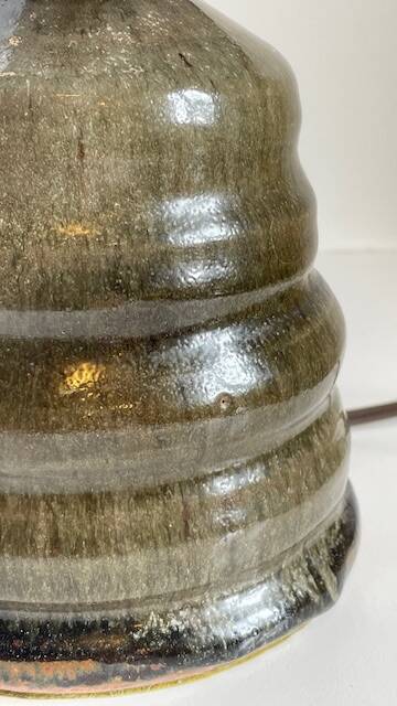 Vintage handmade stoneware geometric lamp