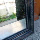Black arched mirror with period and Napoleon III style patterns - mercury ice