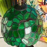 Vintage Tiffany Inspiration Lamp and Green Shade | Green Foliage Shade