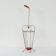 VINTAGE UMBRELLA STAND OF CURVED METAL, RED DETAILS AND A BAMBOO HANDLE, 1950S