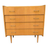 Compass foot chest of drawers in blond oak 1960