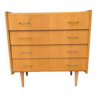 Compass foot chest of drawers in blond oak 1960