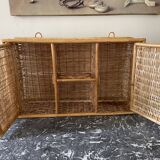 Bamboo and rattan shelf 2 doors