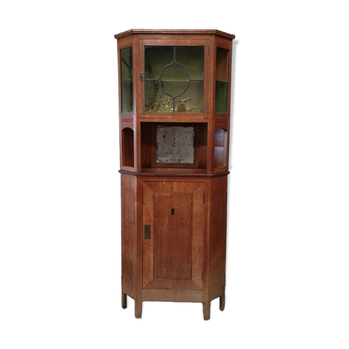 Corner cabinet oak art craft art nouveau 1920