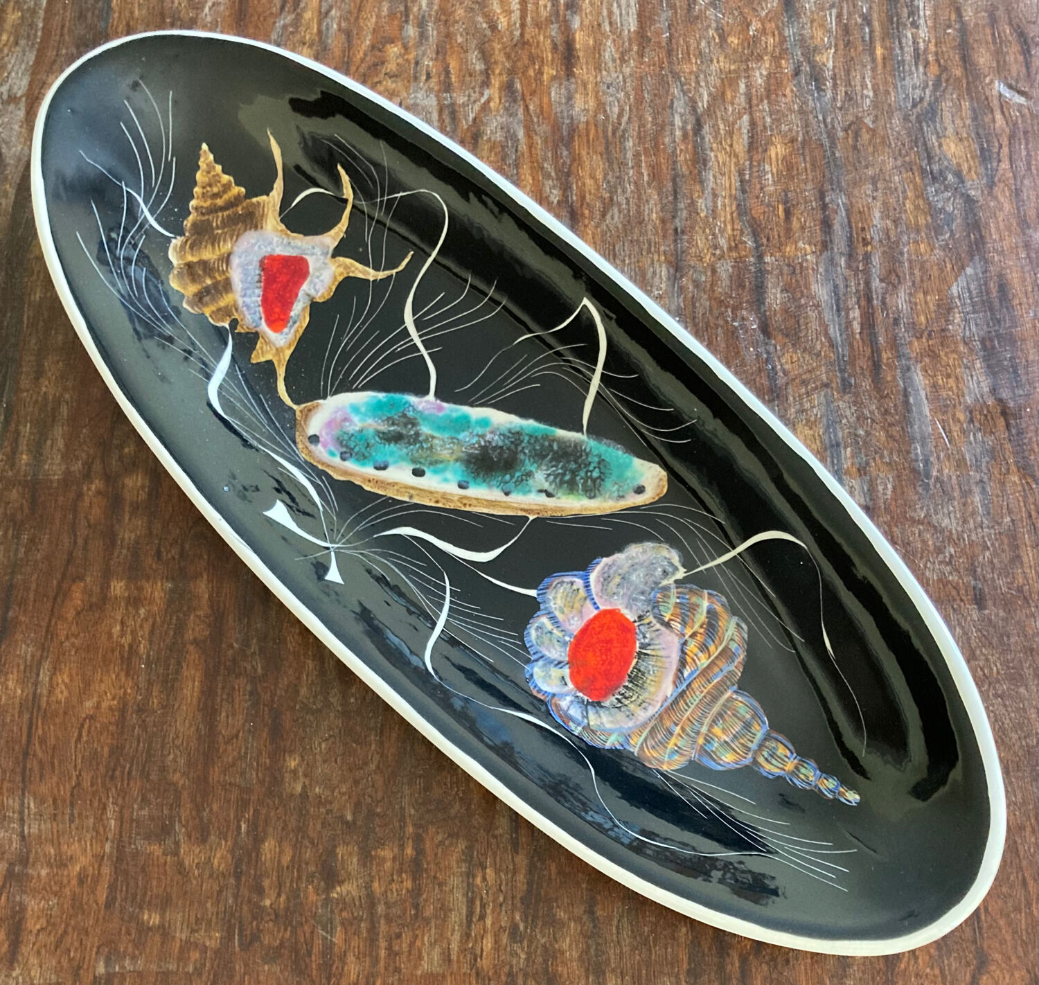 Obongue table dish decorative service 50s Quimper Le Pemp Bastian