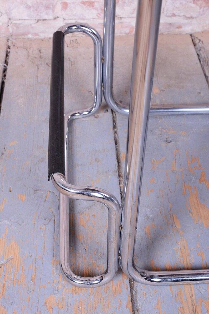 Bauhaus Bar Chair in Chromed Steel and Faux Leather, Germany, 1970s