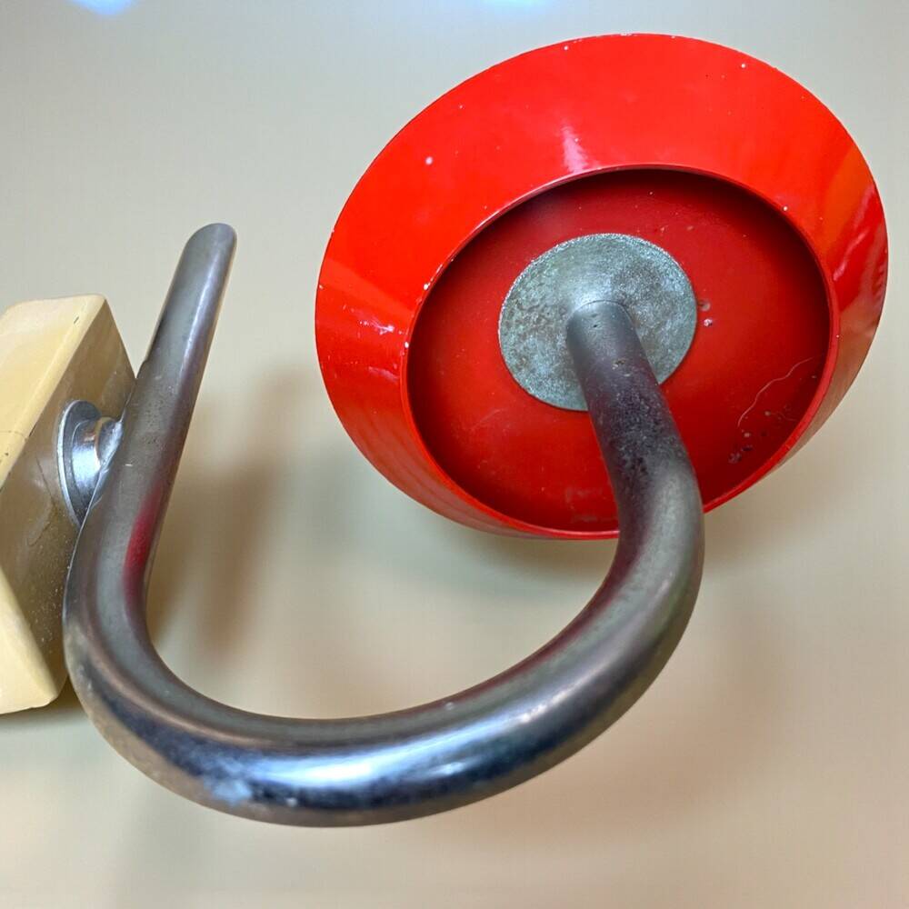Pair Red Mid Century Modern wall lamps