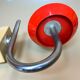 Pair Red Mid Century Modern wall lamps