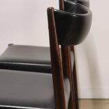 Série de 4 chaises scandinave Danemark en palissandre et skaï, 1960