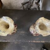 Set of two blown glass and multi-colored soliflores