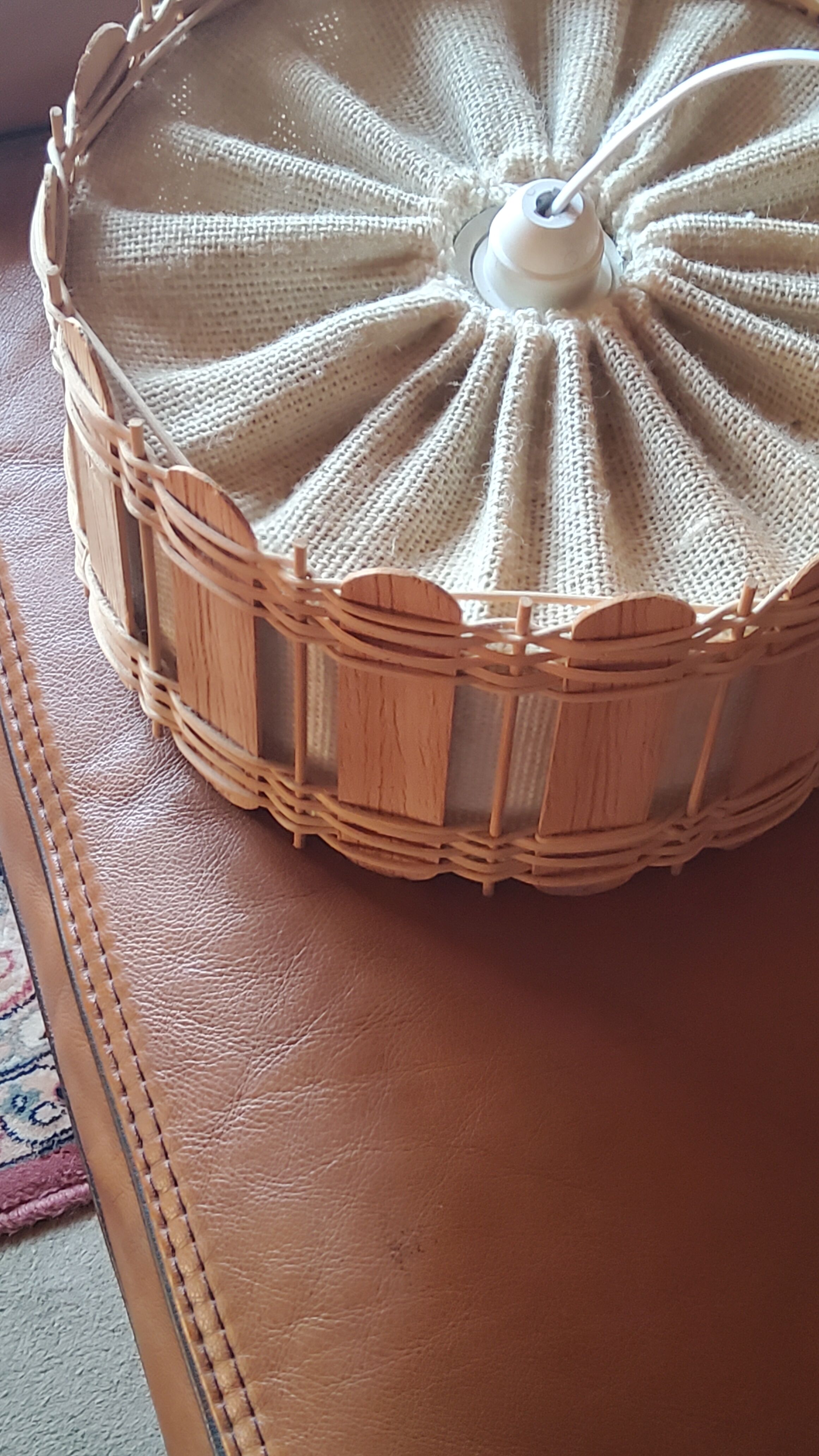 70s suspension in rattan and Scandinavian style fabrics