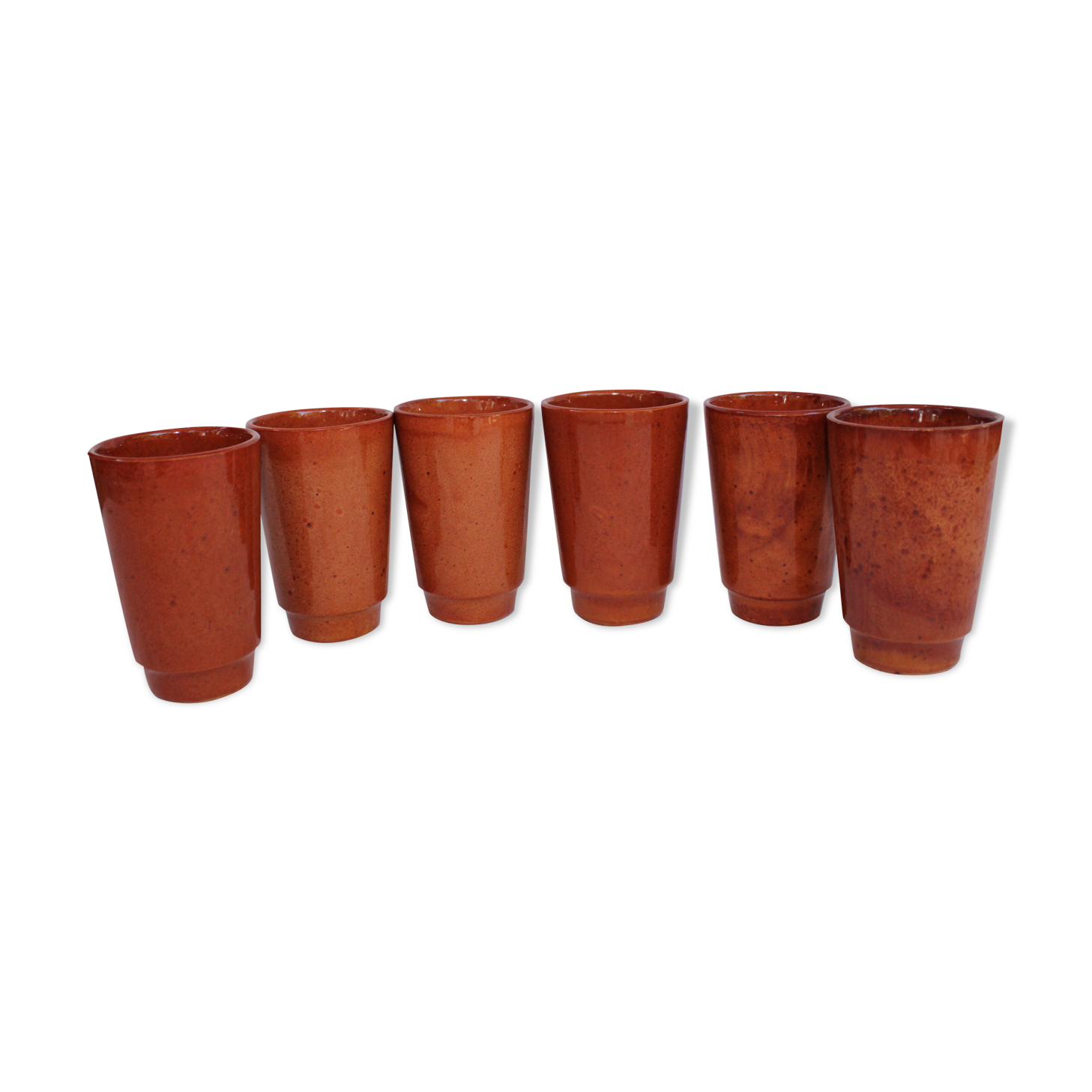 Set de 6 gobelets en grès vernissé vintage