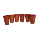 Set de 6 gobelets en grès vernissé vintage