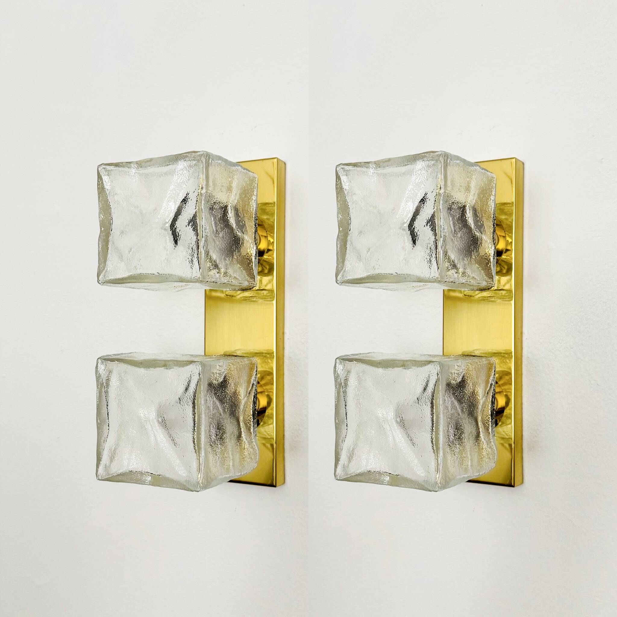 Set of 2 Ice Cube Wall Lamps or Flush Lights by J.T. Kalmar
