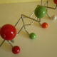 Door hook with 10 hooks-balls, metal and wood, 70s