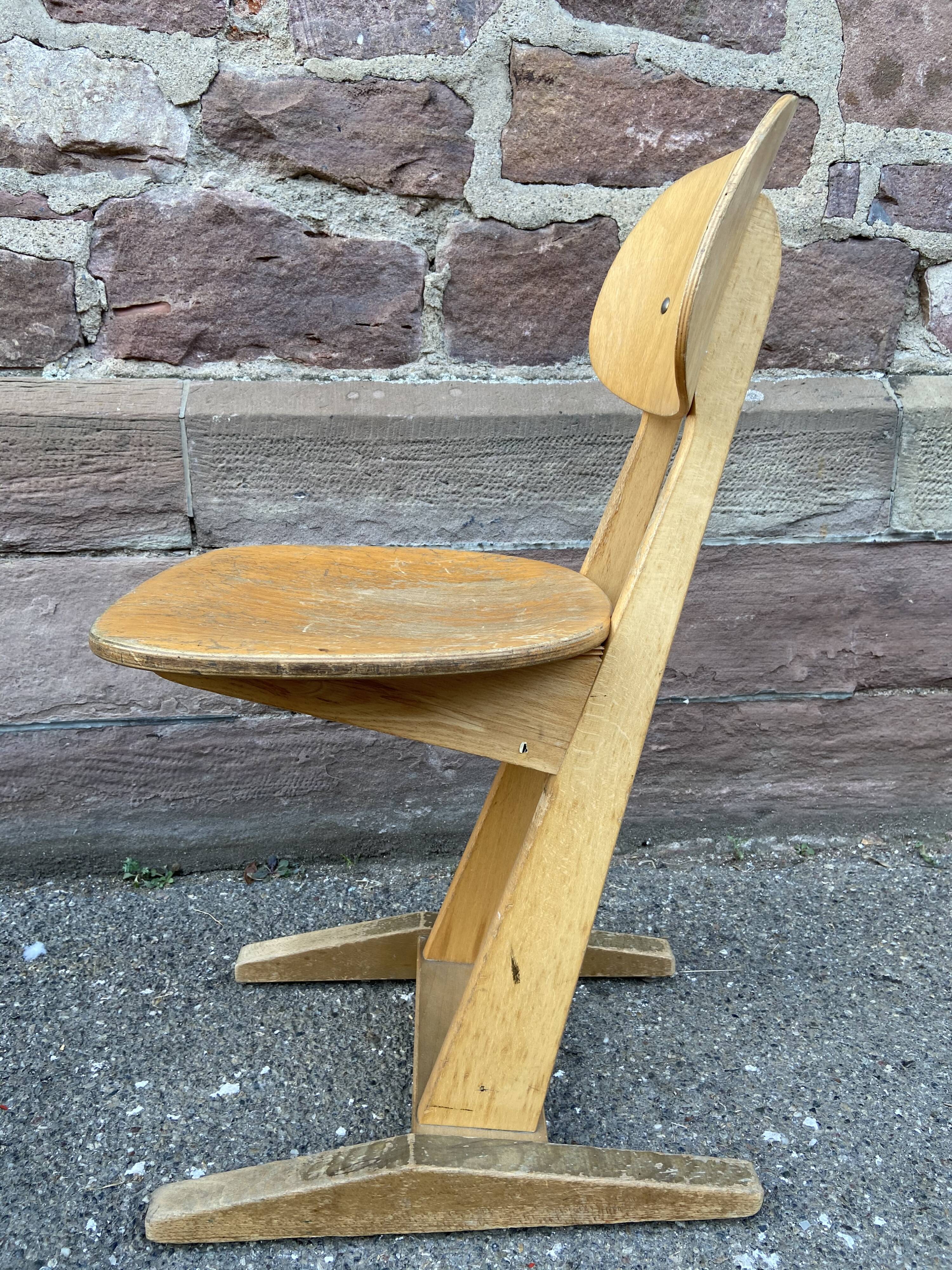 Pair of Casala vintage 1960 mid-century design adult school chairs