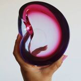 Murano sommerso pink and purple ashtray pocket emptier 1960