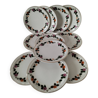 Assiettes à dessert Sarreguemines DV France modèle Jeannette