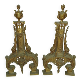 2 Chenets de cheminée Bronze 19 ème Siècle
