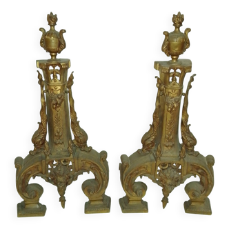 2 Chenets de cheminée Bronze 19 ème Siècle