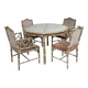 Vintage faux bamboo dining set with original fabric, 1980s
