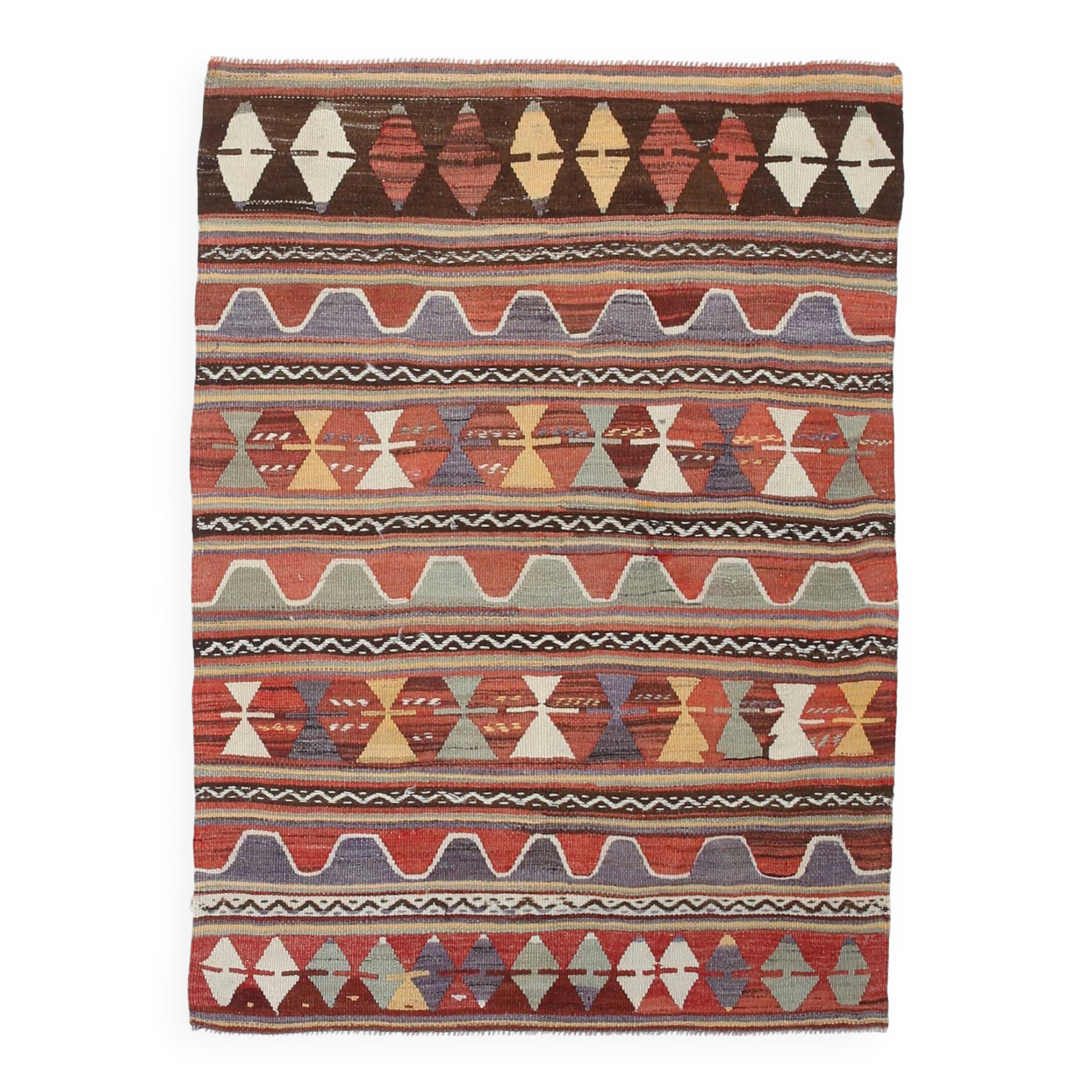 Multicolor Handmade Wool Kilim Rug, 123x169Cm