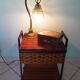 Vintage worker on wheels, rattan, fabric, skaÏ, metal with formica shelf
